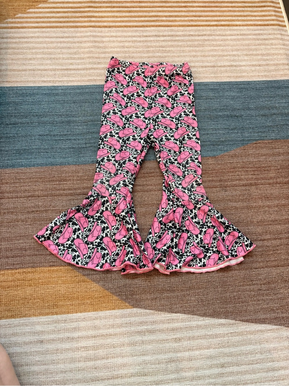 Girls' Pink Cowboy Hat Bell Bottoms, Size 4-5T